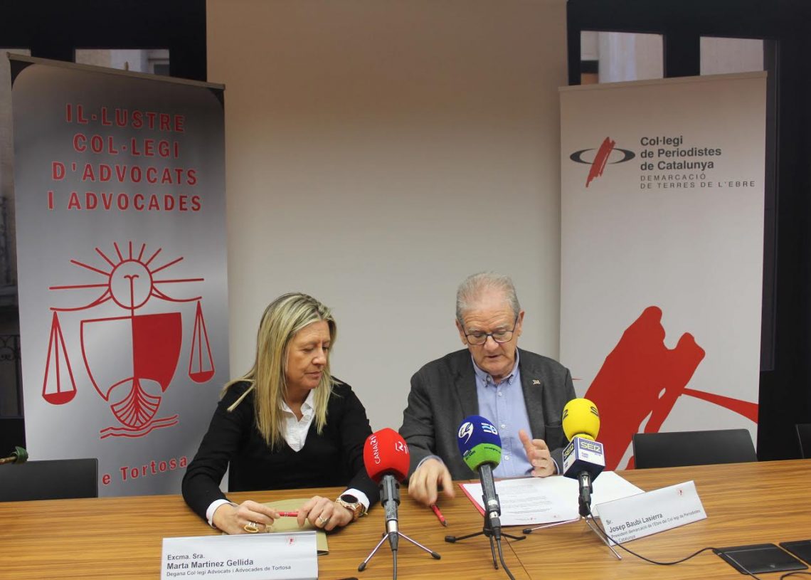 Acord del Col·legi de Periodistes amb el Col·legi d’Advocats i Advocades de Tortosa