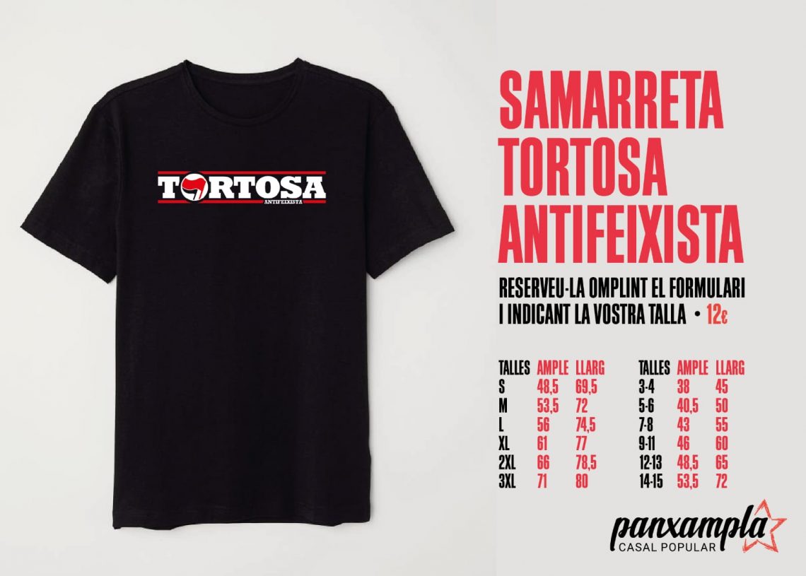 Així és la nova samarreta de ‘Tortosa Antifeixista’ del Casal Popular Panxampla