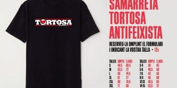 Així és la nova samarreta de ‘Tortosa Antifeixista’ del Casal Popular Panxampla