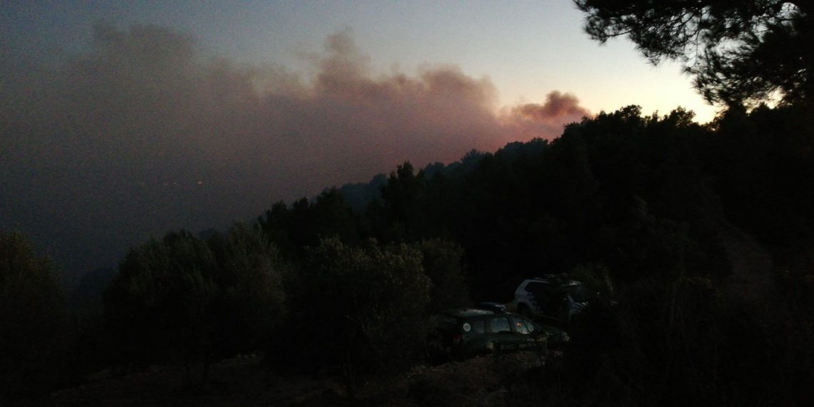 Els Bombers continuen treballant per extingir l’incendi de Coll Redó amb una desena de dotacions