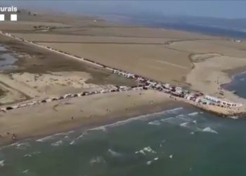 El #VÍDEO aeri dels Agents Rurals que mostra les autocaravanes i cotxes al Delta