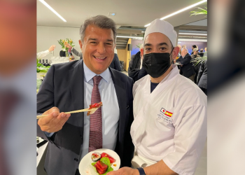 Sushi de Sukomi amb tonyina Balfegó a la llotja del Camp Nou pel Barça-Galatasaray