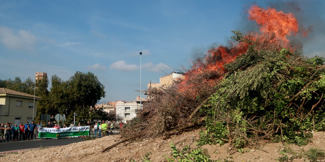 Així ha sigut la manifestació amb tractors de la Unió de Pagesos a Tortosa, contra la prohibició de cremar restes vegetals
