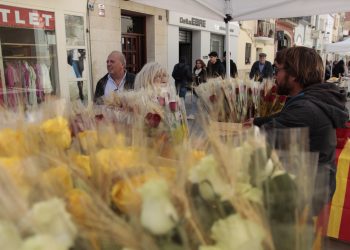 Amposta vessa de flors i llibres en un Sant Jordi marcat per dos obres de Maria Climent