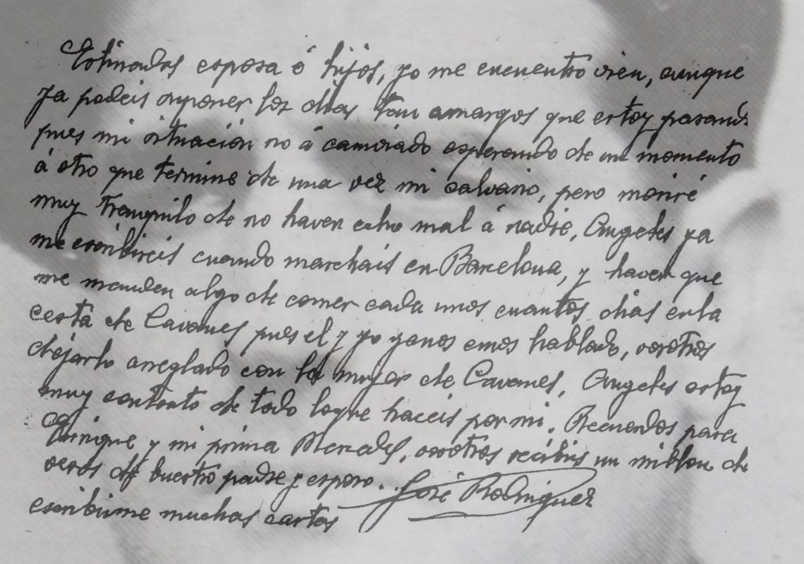 Josep Rodríguez, alcalde màrtir de Tortosa, des de la presó de Pilats: ‘Moriré muy tranquilo de no haber hecho mal a nadie’