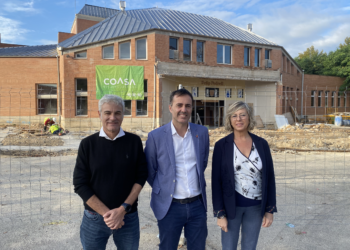 L’ampliació de l’auditori de Tortosa, a punt d’aixecar l’estructura de la nova sala   