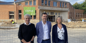 L’ampliació de l’auditori de Tortosa, a punt d’aixecar l’estructura de la nova sala   